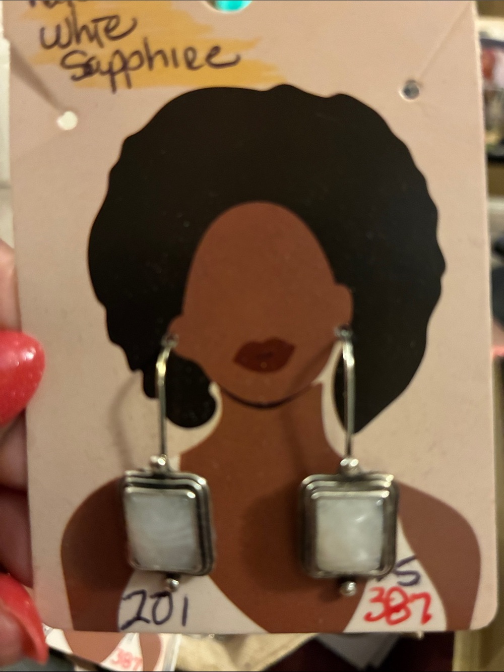 Silver-Tone White Stone Drop Earrings - Women